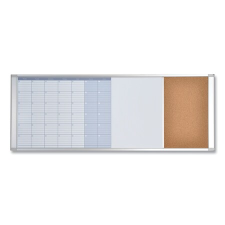 Mastervision Magnetic Calendar Combo Board, 48x18", Cork, Aluminum Frame, White XA429993700
